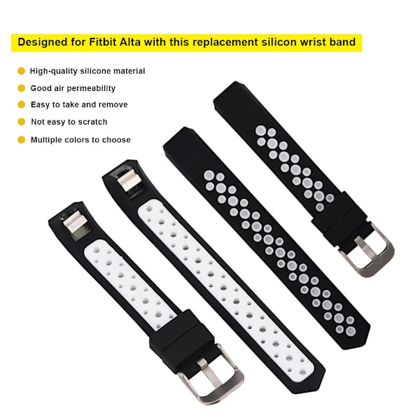 Silikone udskiftningsrem til Fitbit Alta/Fitbit Alta HR Smart Watch armbånd sort og hvid