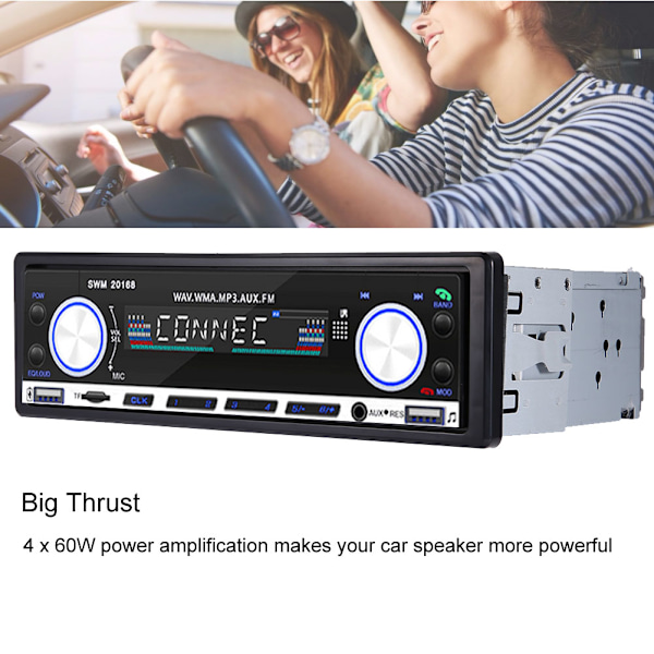 4 x 60W Dual USB Bil Dash Look Single Spindle Dual USB Bil MP3 FM Radioafspiller