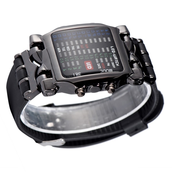 Man Kvinna Elektronisk LED- watch PU-rem Datum Funktion Armbandsur