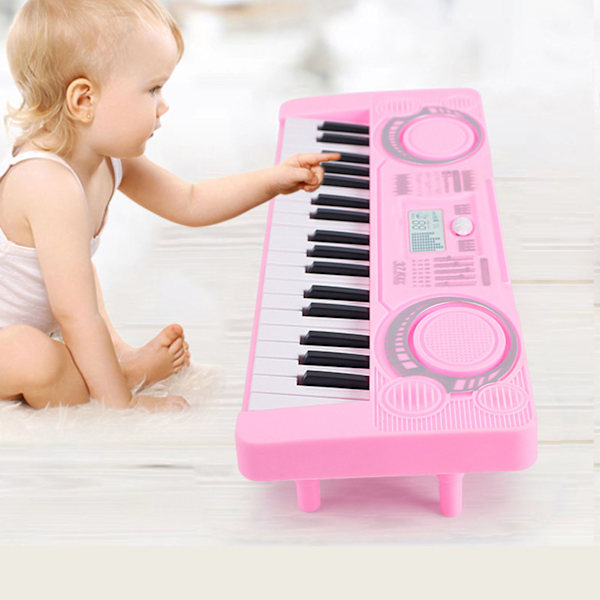 Børns keyboard klaver 37 tangenter bærbar pædagogisk musikinstrument legetøj elektronisk digitalt klaver til børn Pink