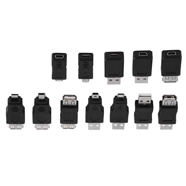 Paket med 12 st olika USB2.0-adaptrar Micro/Mini hane-hona-omvandlare
