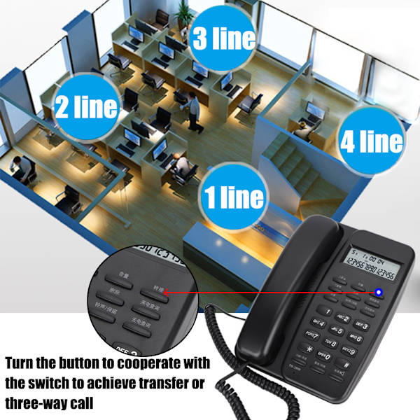 Hjemmetelefon med ledning, Caller ID, bordtelefon, fastnettelefon, Philips Td-2808
