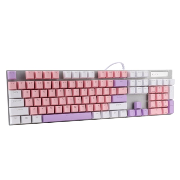 Mekanisk tangentbord 104 tangenter Trådbunden ergonomisk RGB-bakgrundsbelysning Hot Swap Mekanisk spel tangentbord för Windows för OS för PC Rosa Lila Röd Switch