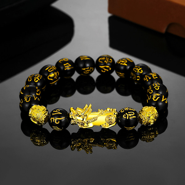 Feng Shui Svart Obsidian Jade Perler Armbånd Tiltrekke Rikdom Og Lykke Bangle Pixiu