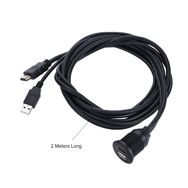 2m USB 2.0 HDMI-videoförlängningskabel hane till hona Hållbar bil USB-förlängning
