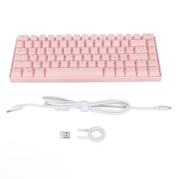 Mekanisk tastatur 82 tast 3 forbindelsestilstande RGB baggrundsbelysning ergonomisk pink gaming tastatur til kontor rød switch