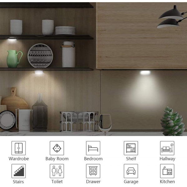 USB-laddningsbar LED-innerbelysning för bil, 12 V, ljusstark, multifunktionell vägglampa, klistra fast var som helst, trycklampor för fordon, husbil (3 färger