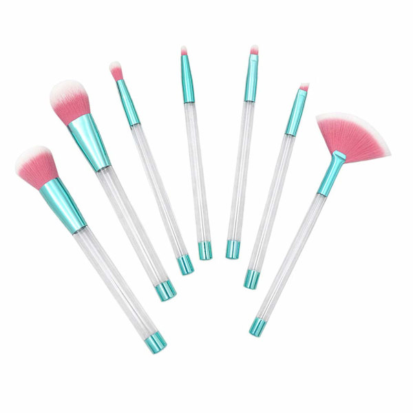 7-delt glitrende sminkebørste-sett DIY kvikksandhåndtak sminkebørste for foundationpudder concealer blush med tomt håndtak sandbørster（stil 1）