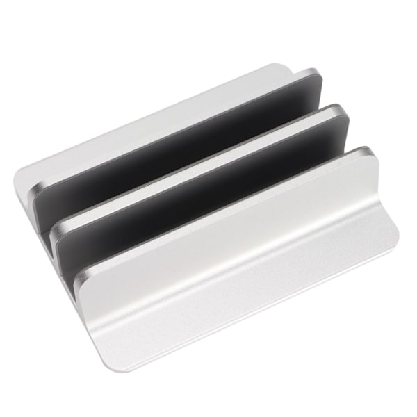 Bærbar computerholder Vertikal 2 slots Aluminiumlegering Justerbar bærbar computerstand til hjemmekontor Desktop Tablet Notebook