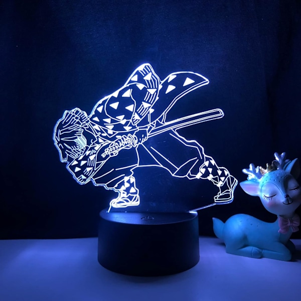 Akryl LED nattlys Anime Demon Slayer Zenitsu figur for barn barnerom dekorasjon ingen lampe gave