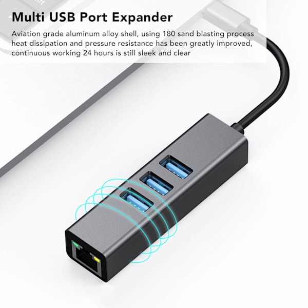 USB-expander Professionell snabb dataöverföring USB3.0 till Megabit RJ45 Hub för bärbar dator Mobil HDD Skrivare Kamera