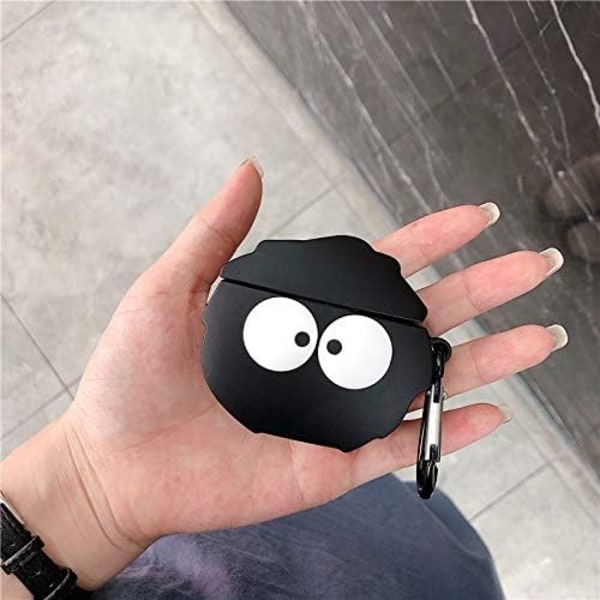 Kotelo yhteensopiva AirPods 1/2 kanssa, Super Söpö Luova Hauska Iso Silmäinen Musta Pölypallo Muotoinen Kotelo, Tyylikäs Sarjakuva Silikoni Kuuloke P