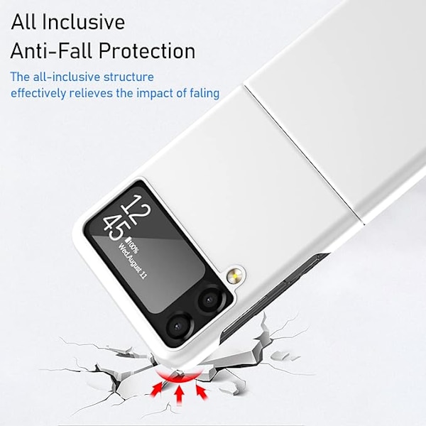 Samsung Galaxy Z flip 3 -kotelo, ultraohut kova PC, iskunkestävä, taittuva, putoamisenkestävä ja kulutusta kestävä （Valkoinen）