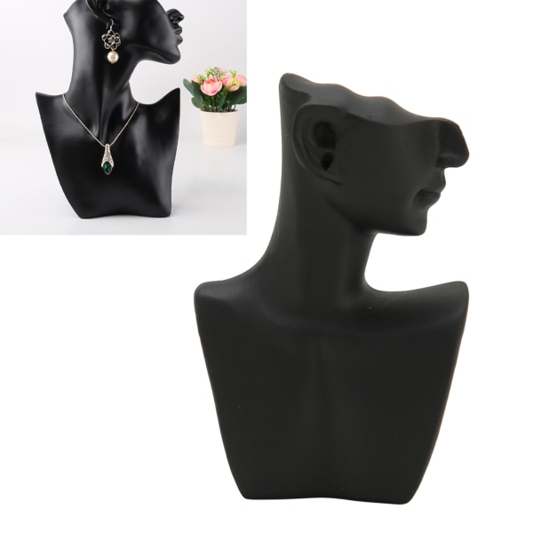 Smyckeshalsband Display Bust Stativ Resin Elegant Kedjor Bust Display Hållare Torn för Örhängen Hängen Black S