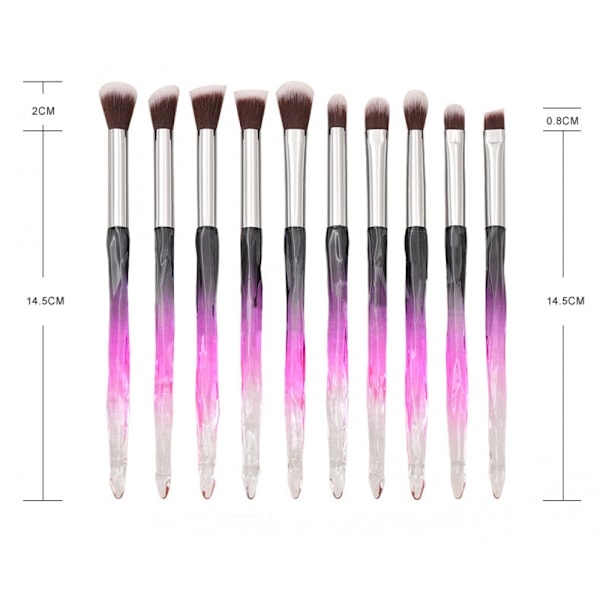 Meikkisiveltimet Kristallikahva Sarja, 10 KPL Kristalli Läpinäkyvä Kahva Meikkivoide Sivellin Eyeliner Kulmakarva Sivellin Ystävänpäivälahjoihin (violetti)