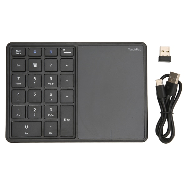 Trådløst numerisk tastatur 22 taster Ergonomisk design 2.4G Trådløst Dual Mode numerisk tastatur med touchpad