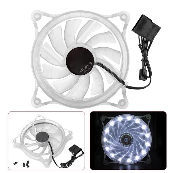 FAN-L17 Mini 120mm LED Halo Tyst Kylfläkt Dator Kylare Radiator Vit