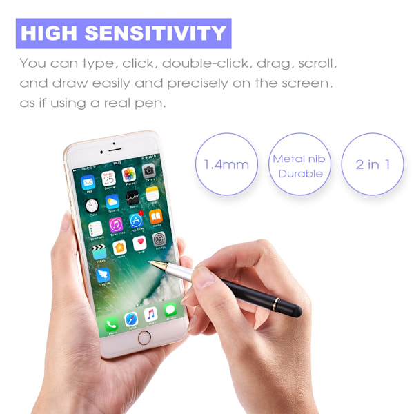 Universal udskiftning kapacitiv touch screen stylus pen sign pen 2 i 1 til telefon/tablet