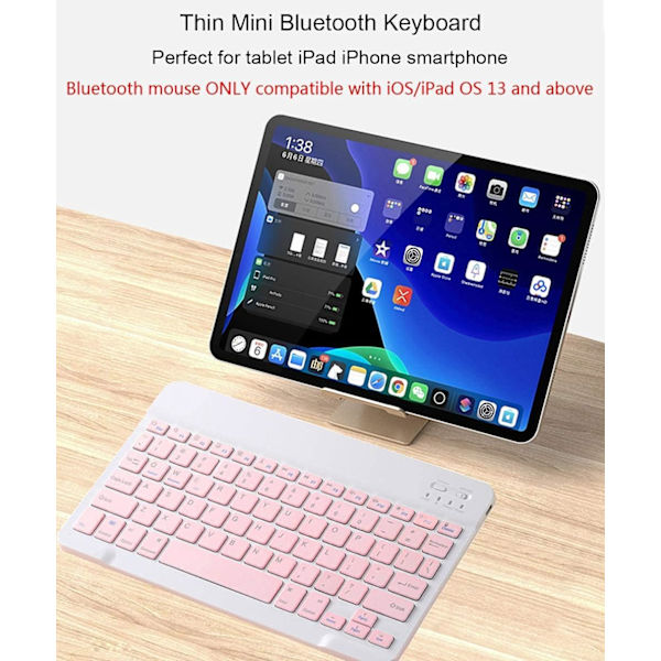 Ladattava Bluetooth-näppäimistö ja hiiri -yhdistelmä, ultraohut kannettava kompakti langaton hiiri-näppäimistösetti Android Windows -tabletille