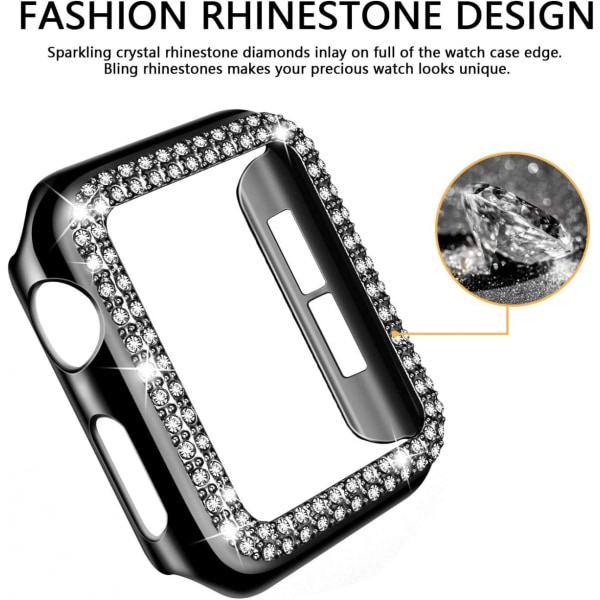 För Apple Watch Case 44mm Series 6/5/4 SE Bling Rhinestone Apple Watch Case Bumper Frame Skärmskydd Case för iWatch Series 44mm svart