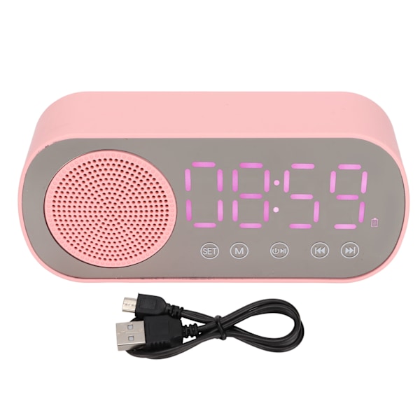 Vekkerklokke Bluetooth-høyttaler HIFI LED-speilskjerm Micro USB-lading FM-radio Digital klokke for lesing Reise