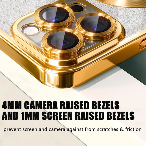 Misscase för iPhone 16promax Magnetiskt Glitter Skal Kompatibelt med MagSafe, Fullt Skydd Slim Stöttåligt Anti-Rep Skal med Ca gold
