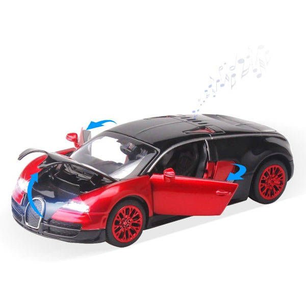SAYTAY Modelbiler, 1:32 Bugatti Veyron Legering Støbte Biler med Lys og Lyd (Rød) ST-001