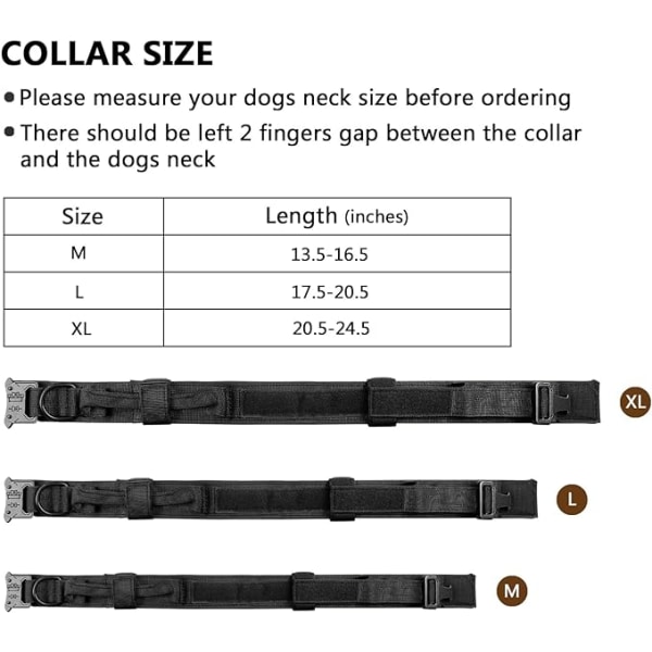 Taktisk hundekrave i nylon til udendørs træning, justerbar, stor og mellemstor hundekrave, metalspænde, hundekravesæt (L, reflekterende rosarød)