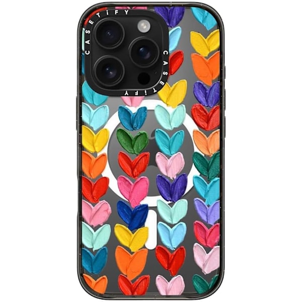 Iskunkestävä suojakuori iPhone 16 Pro -puhelimelle [Ohut / 2,5 m pudotussuoja (4X sotilastason) / Yhteensopiva Magsafen kanssa] - Kirkas Polka Daub Sydämet