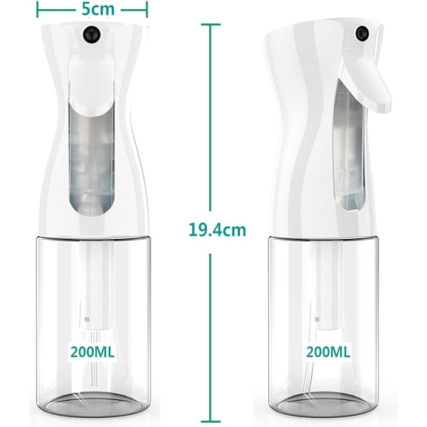 200 ml:n jatkuva vesisumutin suihkepullo tyhjä hieno sumu kampaamo kampaus suihkepullo kiharille hiuksille, kodin puhdistus 7,05 unssia/200 ml, vihreä