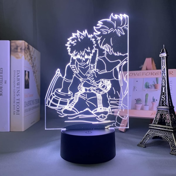 3D Nattlampa med LED Bakugo Katsuki 3D Lampa Anime My Hero Academia Lampa för Barnrumsinredning Bakugo Katsuki LED Nattlampa Födelsedagspresent Manga Bord