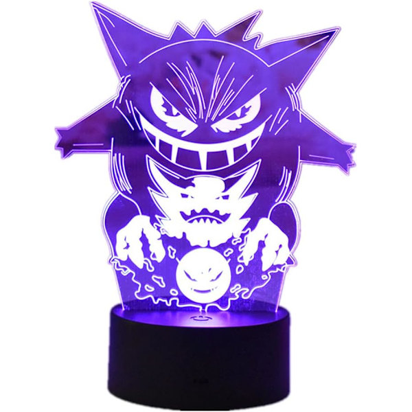 Tegneserie Elf Gengar Natlampe 3D Illusion LED Lys Børneværelses Dekoration Bordlampe USB Berøringsfjernbetjening Lampe Hjemmedekoration Lampe Legetøj