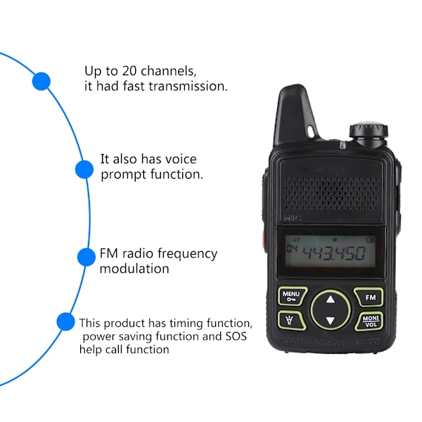 1 stk. Mini håndholdt 20 kanaler 400-470MHz Radio Walkie Talkie BF-T1