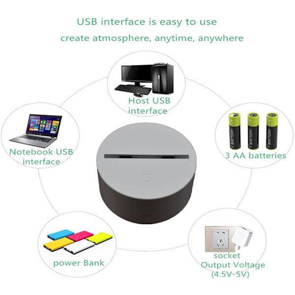 Anime Uzumaki Naruto Nattelys, Tegnefilm 3D Illusion Nattelys, LED Bordlamper, Berørings-/Fjernbetjening USB/Batteri Opladning Belysning Soveværelse Hjem Dekoration