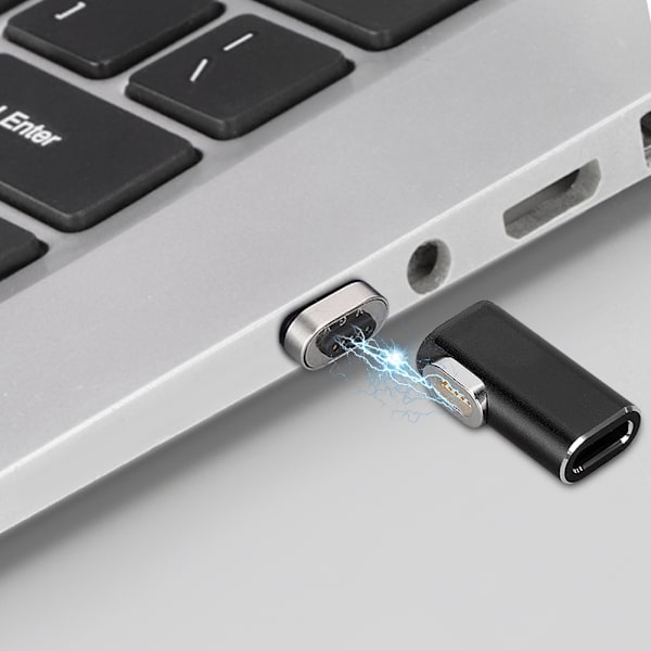 Typ-C magnetisk adapter för Macbook snabbladdning magnet USB-C-kontakt (svart)
