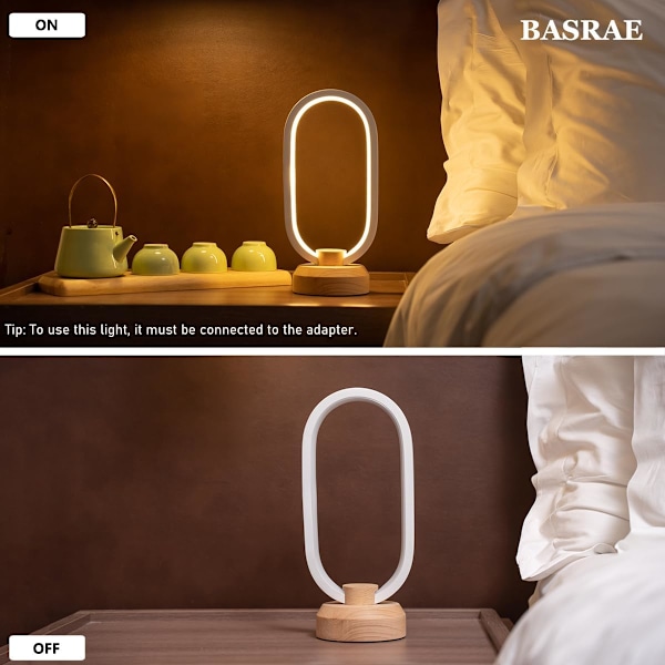 Sängbordslampa Sovrum Modern Oval Nattduksbordslampor, Liten LED Bordslampa, Varmvitt 3 Färgtemperaturer, Dimbar Belysning med U