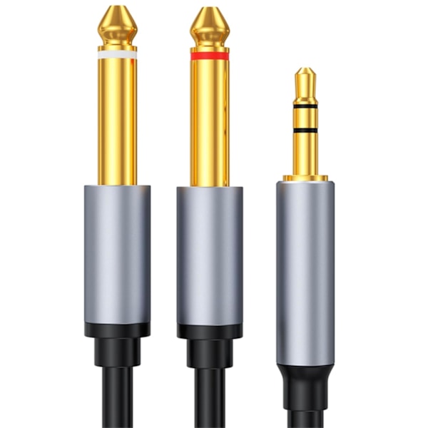 3,5 mm TRS till Dual 6,35 mm TS-kabel, Mono Stereo Y Splitter-kablar, Hane till Hane-kontakt Ljudkabel, 1/8\" till 1/4\" Ljudkabeladapter 6.6Ft/2M