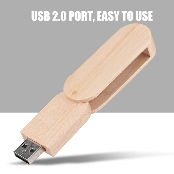 Roterande Woody USB 2.0 Minneslagringsenhet Tummenhet Flash Drive U-skiva (Lönn, 16 GB)