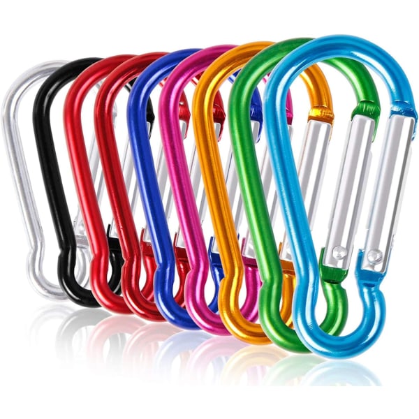 Aluminiumnyckelkedja Karabinhake Fjäderklämma D-formad krok Hållbara Sporttillbehör, Flerfärgad, 10-pack