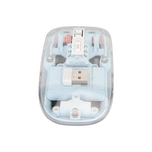 Trådlös Bluetooth-mus Transparent Clear Cool Shell Mute Click Färgglada Andningsljus Bärbar datormöss Blå