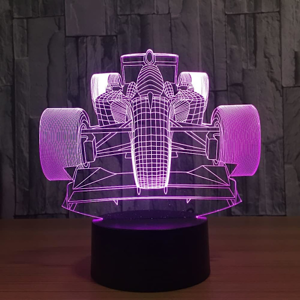 Racerbil 3D Nyhed Lys Lampa Led Lampe Bordlampe Pære 3D Farverig Berørings Lava Skrivebordslampe Dæmpbar Led Natlys Børnegave