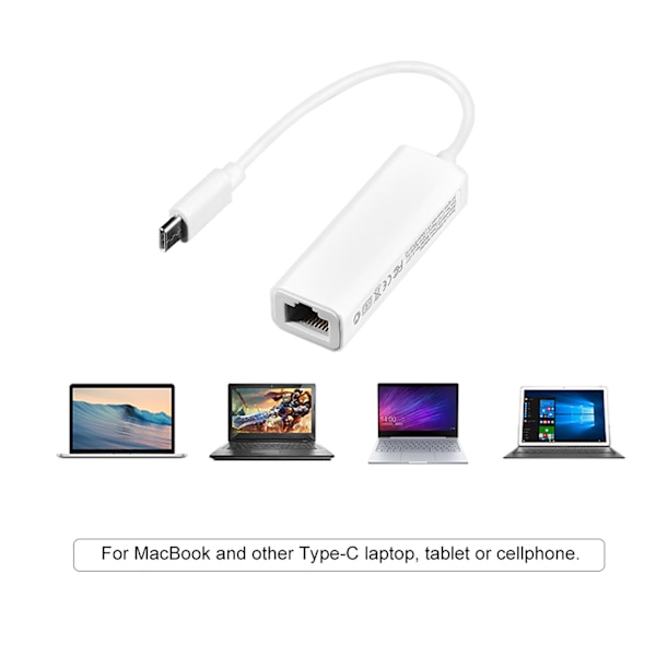 USB 3.1 Type C - RJ45 100Mbps Ethernet LAN -verkkoadapteri MacBook USB-C -kannettavalle