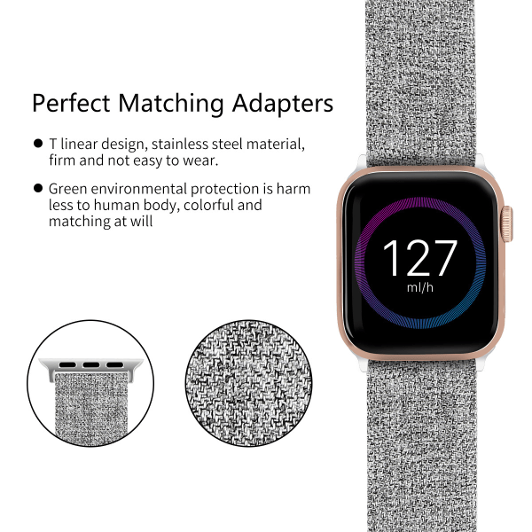 Canvasband kompatibel med Apple Watch 41mm tygband mjukt vävt tyg sport dressy rem för Apple Watch Series 7/8