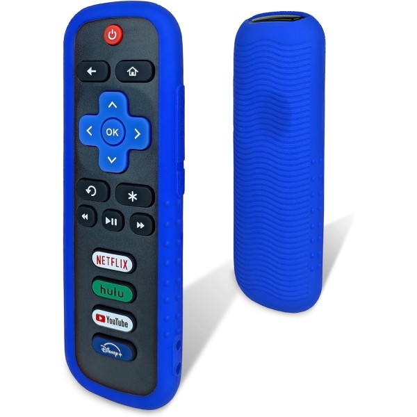 Beskyttende deksel for Roku-fjernkontroll - Miljøvennlig silikonmateriale, fallsikkert, støvtett, vaskbart, kompatibelt med de fleste Roku-modeller Blue