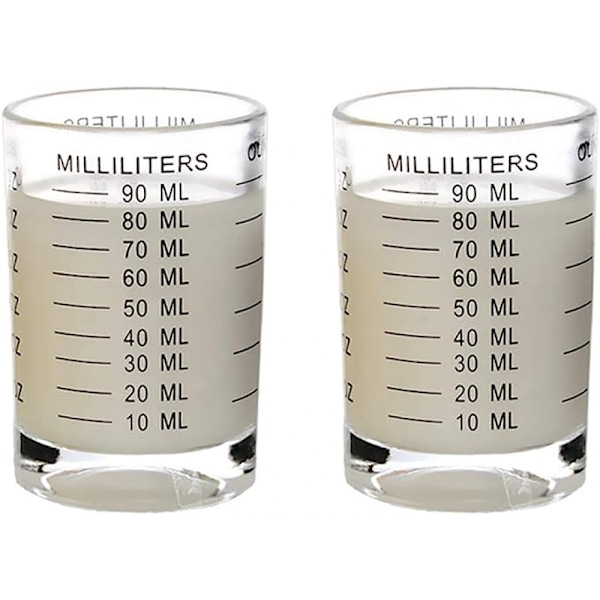 Shotglas Målkop 3 Ounce/90ml Flydende Tungt Højt Espressoglas 2 Stk ( Sort 90ml 2stk)