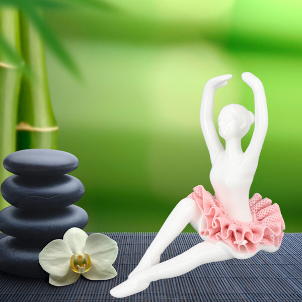 Balletdanser Statue Pink Ballerina Figur Keramisk Figur Dekoration til Bord Hylde Soveværelse Stue