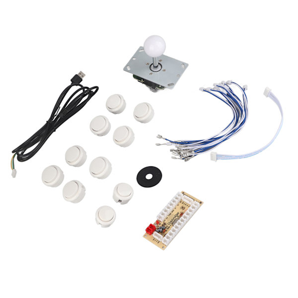 Arkadspel DIY-delar kit Zero Delay USB-kodare JoyStick-knapp för Mame-spel (vit)