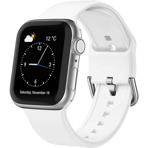 Apple Watch -ranneke, pehmeä silikoniurheiluranneke, vaihdettava ranneke, sopii koko Iwatch-sarjaan（Valkoinen 38/40/41mm）