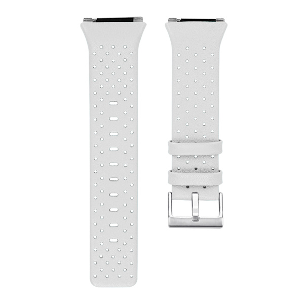Lærrembånd Rundt Hull Pusteevne Håndleddsrem Erstatning for Fitbit Ionic(Hvit S)