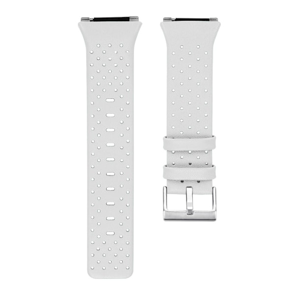 Leather Watchband Round Hole Breathable Wristband Replacement for Fitbit Ionic(White S)